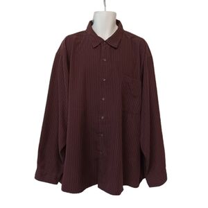 George Sueded Maroon Striped Dress Shirt Mens 3XL Plus Size Top